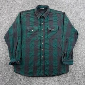 Vintage Five Brother Flannel Shirt Mens XL Tall Green Black Buffalo Plaid Heavy